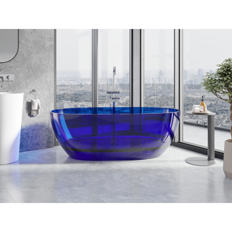 Mexen Pure sapphire voľne stojaca vaňa transparentná 170 x 80 cm, chrómová zátka - 58071708016