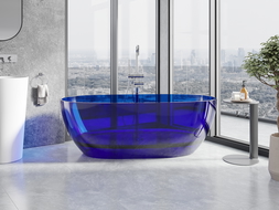 Mexen Pure sapphire voľne stojaca priehľadná vaňa 170 x 80 cm, chrómová zátka - 58071708016