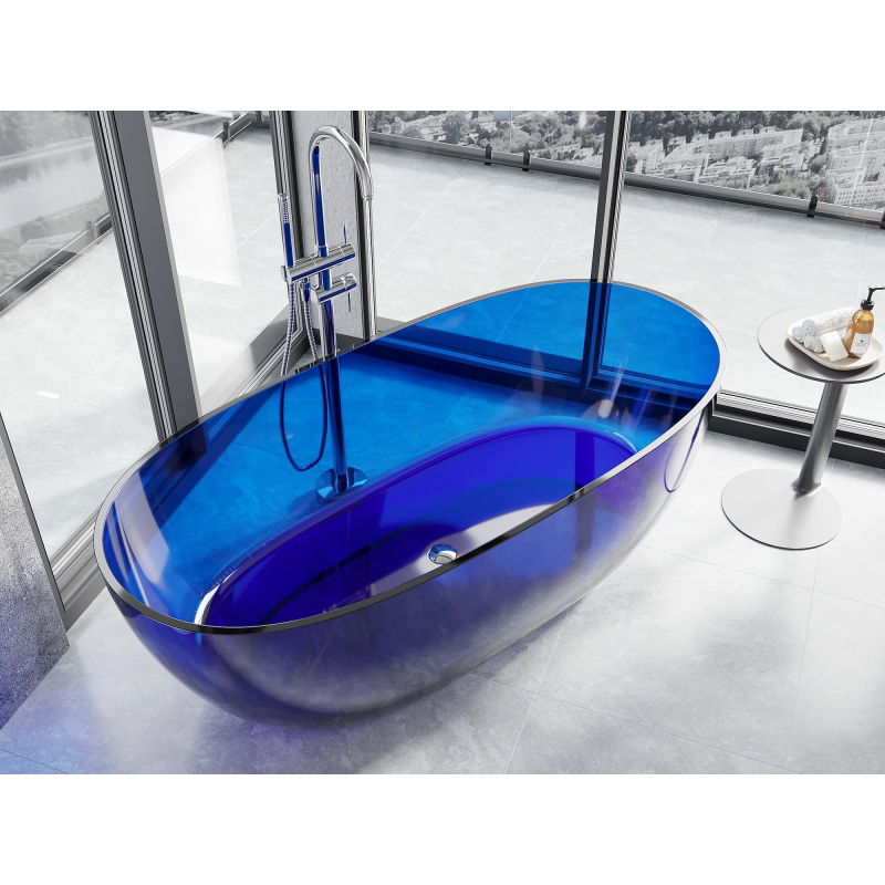 Mexen Pure sapphire voľne stojaca vaňa transparentná 170 x 80 cm, chrómová zátka - 58071708016