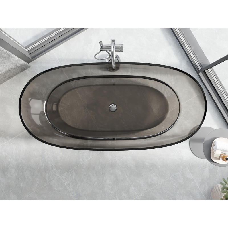 Mexen Pure voľne stojaca transparentná vaňa 170 x 80 cm, bronzová, chrómová zátka - 58071708018