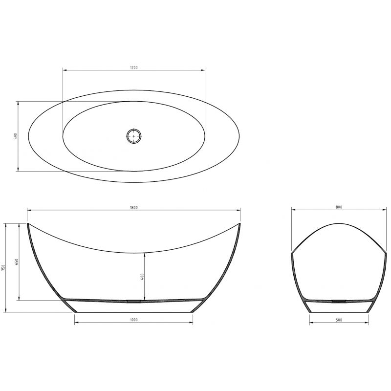 Mexen Vea číra voľne stojaca vaňa transparentná 180 x 80 cm, chrómová zátka - 58091808008