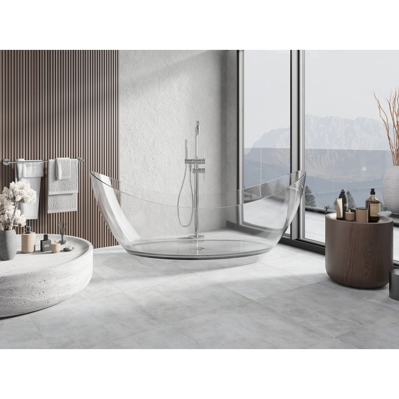 Mexen Vea číra voľne stojaca vaňa transparentná 180 x 80 cm, chrómová zátka - 58091808008