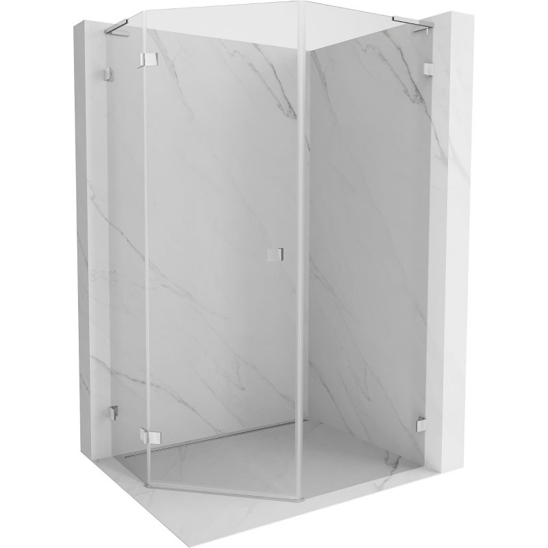 Mexen Lunar L päťuholníková sprchová kabína s otváracím ľavým krídlom 80 x 90 cm, transparentná, chróm - 831L-080L-090P-01-00-L