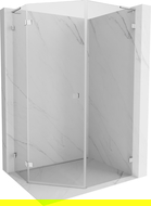 Mexen Lunar L päťuholníková sprchová kabína s otváracím ľavým krídlom 80 x 90 cm, transparentná, chróm - 831L-080L-090P-01-00-L