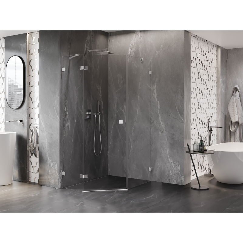 Mexen Lunar päťuholníková sprchová kabína s ľavým otváraním 80 x 90 cm, priehľadná, chróm - 831-080L-090P-01-00-L