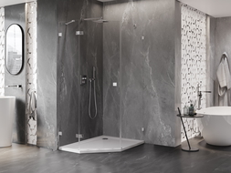 Mexen Lunar päťuholníková sprchová kabína s otváracími dverami vľavo 80 x 100 cm, transparentná, chróm - 831-080L-100P-01-00-L