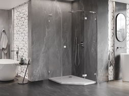 Mexen Lunar L päťuholníková sprchová kabína pravá 80 x 90 cm, transparentná, chróm - 831L-080P-090L-01-00-P