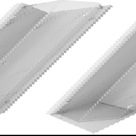 Mexen Lunar L päťuholníková sprchová kabína s otváracími dverami pravá 80 x 100 cm, priehľadná, chróm - 831L-080P-100L-01-00-P