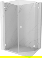 Mexen Lunar L päťuholníková sprchová kabína pravá 80 x 90 cm, transparentná, biela - 831L-080P-090L-20-00-P