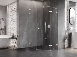 Mexen Lunar L päťuholníková sprchová kabína otváracia pravá 80 x 90 cm, transparentná, biela - 831L-080P-090L-20-00-P