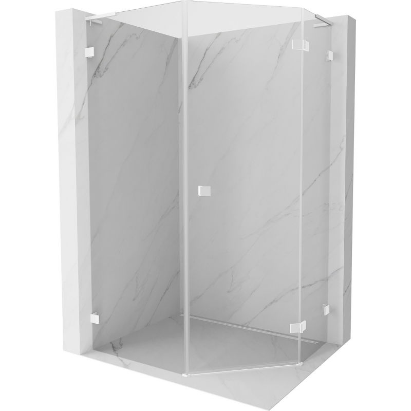 Mexen Lunar L päťuholníková sprchová kabína pravá 80 x 100 cm, priehľadná, biela - 831L-080P-100L-20-00-P