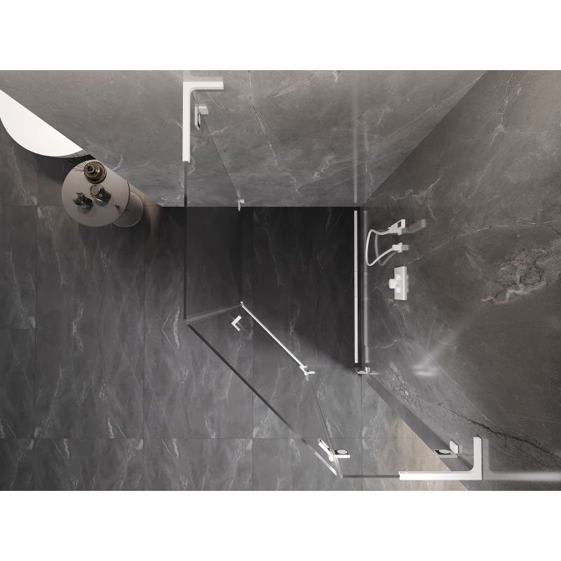 Mexen Lunar L pravoúhlový pätstranný sprchový kút pravý 80 x 100 cm, priehľadný, biely - 831L-080P-100L-20-00-P