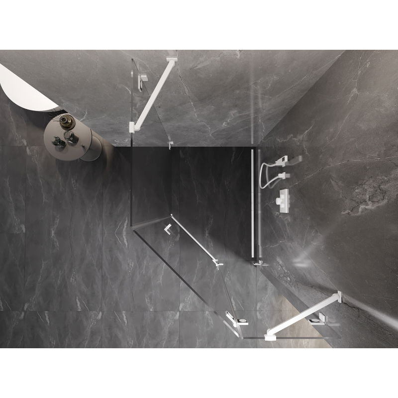 Mexen Lunar päťuholníkový sprchový kút s pravými otočnými dverami 80 x 90 cm, priehľadný, biely - 831-080P-090L-20-00-P