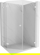 Mexen Lunar L päťuholníkový sprchovací kút otočný ľavý 80 x 90 cm, transparentný, biely - 831L-080L-090P-20-00-L