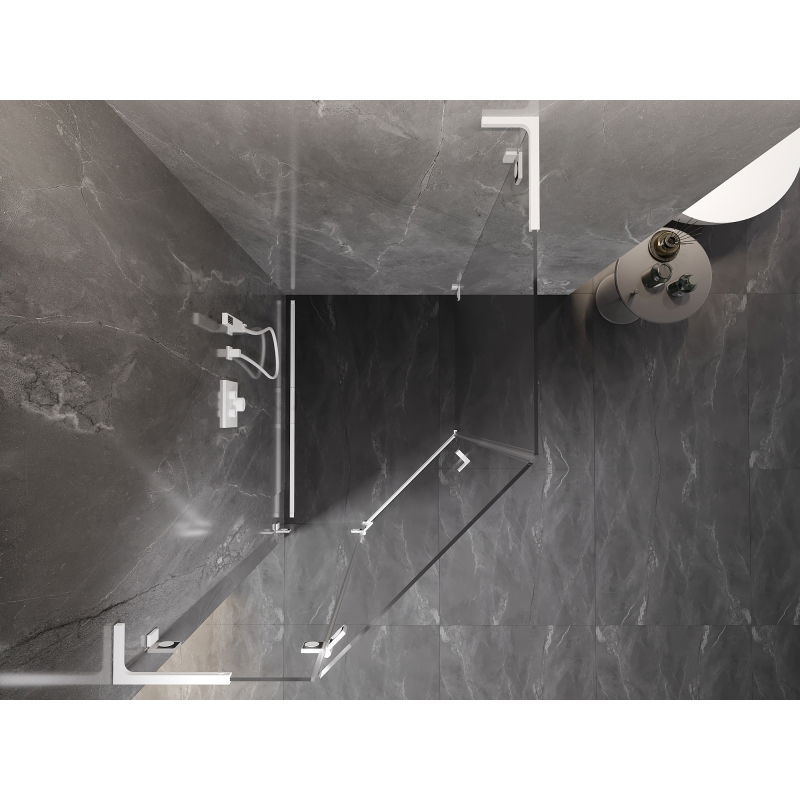 Mexen Lunar L päťuholníková sprchová kabína s otočnými dverami ľavá 90 x 100 cm, transparentná, biela - 831L-090L-100P-20-00-L