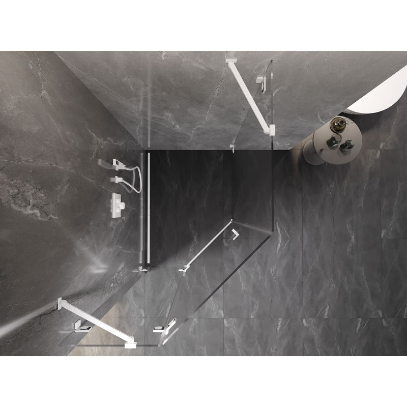 Mexen Lunar päťuholníková sprchová kabína otváracia ľavá 90 x 100 cm, transparentná, biela - 831-090L-100P-20-00-L