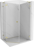 Mexen Lunar L päťuholníková sprchová kabína s vyklápacími dverami ľavá 80 x 90 cm, priehľadná, zlatá - 831L-080L-090P-50-00-L