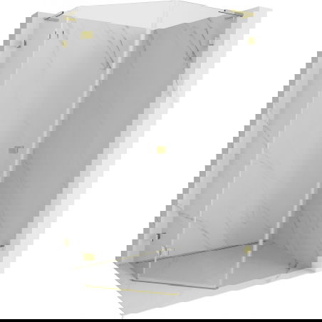 Mexen Lunar L päťuholníková sprchová kabína výklopná ľavá 80 x 100 cm, priehľadná, zlatá - 831L-080L-100P-50-00-L