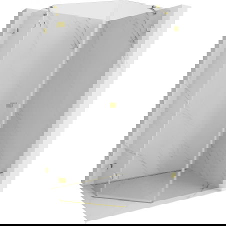 Mexen Lunar päťuholníková sprchová kabína, otvárateľná, ľavá 80 x 90 cm, priehľadná, zlatá - 831-080L-090P-50-00-L