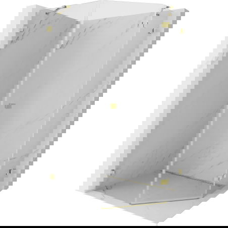 Mexen Lunar rohová sprchová kabína pravá 90 x 100 cm, transparentná, zlatá - 831-090P-100L-50-00-P