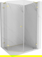 Mexen Lunar L päťuholníkový sprchový kút výklopný ľavý 80 x 90 cm, transparentný, zlatý kartáčovaný - 831L-080L-090P-55-00-L