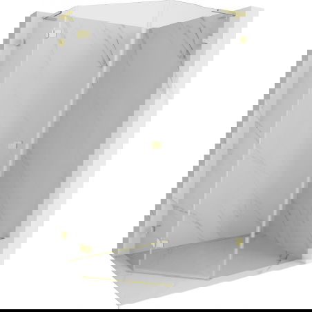 Mexen Lunar L kabína sprchová päťuholníková výkyvná ľavá 90 x 100 cm, priehľadná, zlatá kartáčovaná