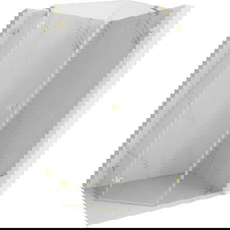 Mexen Lunar päťuholníková sprchová kabína vyklápateľná ľavá 80 x 90 cm, priehľadná, zlatá matná - 831-080L-090P-55-00-L