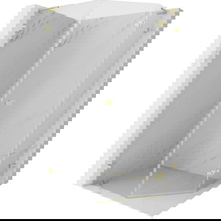 Mexen Lunar L päťuholníková sprchová kabína pravá 90 x 100 cm, transparentná, zlatá brúsená - 831L-090P-100L-55-00-P