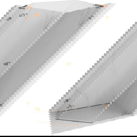 Mexen Lunar L päťuholníkový sprchový kút ľavý 80 x 100 cm, transparentný, ružové zlato - 831L-080L-100P-60-00-L