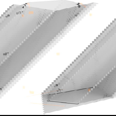 Mexen Lunar pentagonálna sprchová kabína otváracia ľavá 90 x 100 cm, transparentná, ružové zlato - 831-090L-100P-60-00-L