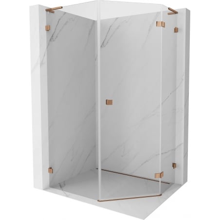 Mexen Lunar L päťuholníková sprchová kabína pántová pravá 80 x 90 cm, transparentná, ružové zlato - 831L-080P-090L-60-00-P
