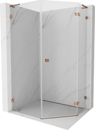 Mexen Lunar L päťuholníková sprchová kabína pántová pravá 80 x 90 cm, transparentná, ružové zlato - 831L-080P-090L-60-00-P
