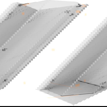 Mexen Lunar L päťuholníkový sprchový kút výklopný pravý 80 x 100 cm, transparentný, ružové zlato - 831L-080P-100L-60-00-P