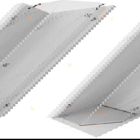 Mexen Lunar päťuholníková sprchová kabína, pravá strana 90 x 100 cm, transparentná, ružové zlato - 831-090P-100L-60-00-P