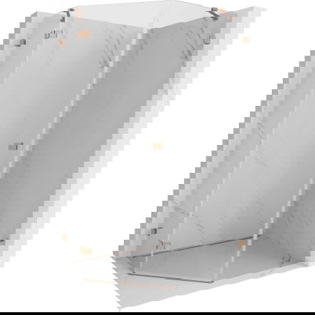 Mexen Lunar päťuholníková sprchová kabína s otváraním v ľavo 90 x 100 cm, transparentná, brúsená meď - 831-090L-100P-65-00-L