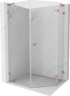 Mexen Lunar L päťuholníková sprchová kabína s výklopnými dverami, pravá 80 x 90 cm, číra, brúsená meď - 831L-080P-090L-65-00-P