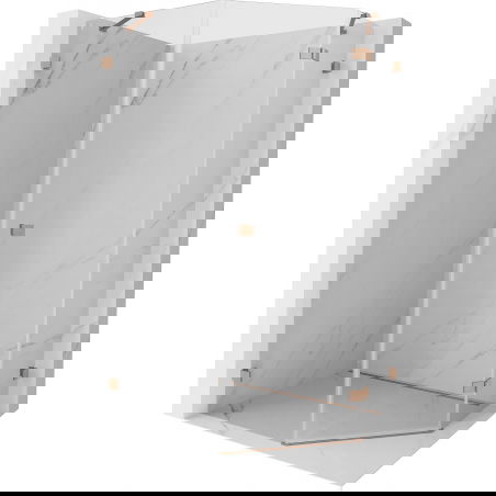 Mexen Lunar päťuholníková sprchová kabína pravá 80 x 90 cm, priehľadná, brúsená meď - 831-080P-090L-65-00-P