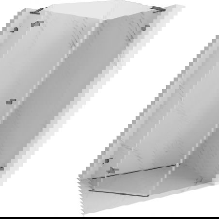Mexen Lunar L, päťuholníková sprchová kabína sklopná ľavá 80x90 cm, transparentná, brúsená gun gray - 831L-080L-090P-66-00-L