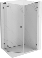 Mexen Lunar L, päťuholníková sprchová kabína sklopná ľavá 80x90 cm, transparentná, brúsená gun gray - 831L-080L-090P-66-00-L