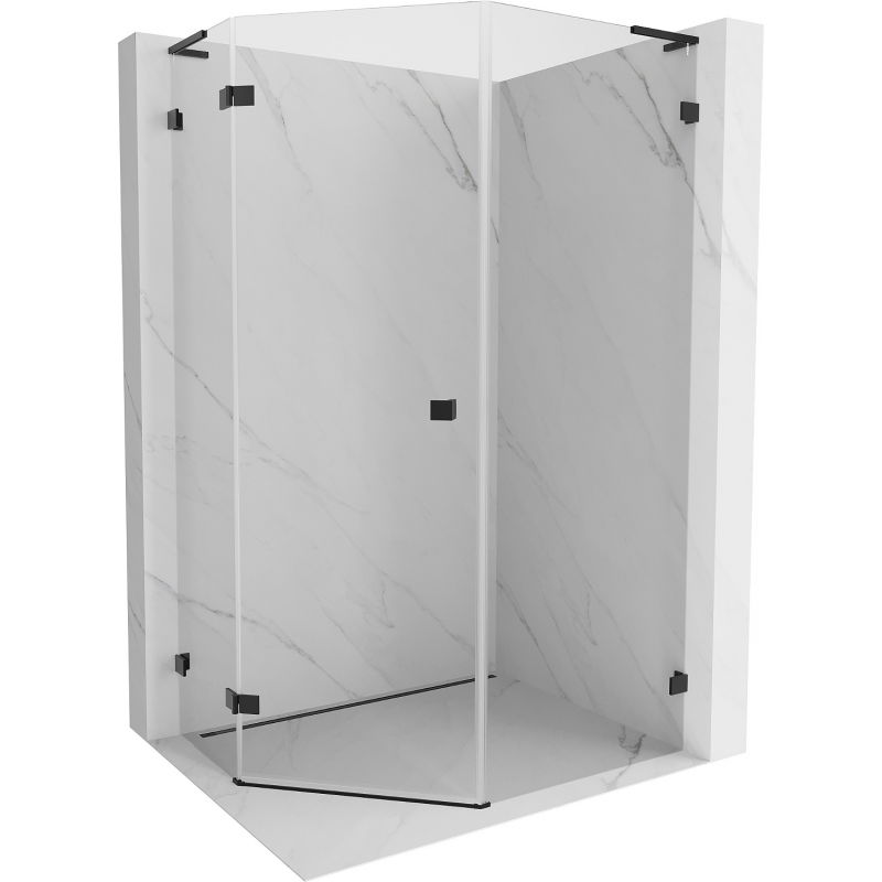 Mexen Lunar L päťuholníková sprchová kabína s ľavým otváraním 80 x 90 cm, transparentná, čierna - 831L-080L-090P-70-00-L