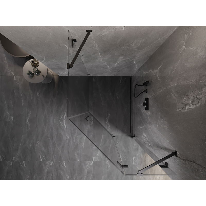 Mexen Lunar päťuholníková sprchová kabína, pravé dvere 80 x 90 cm, transparentná, čierna - 831-080P-090L-70-00-P