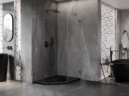 Mexen Lunar päťuholníková sprchová kabína výklopná ľavá 80 x 90 cm, transparentná, gun metal - 831-080L-090P-95-00-L