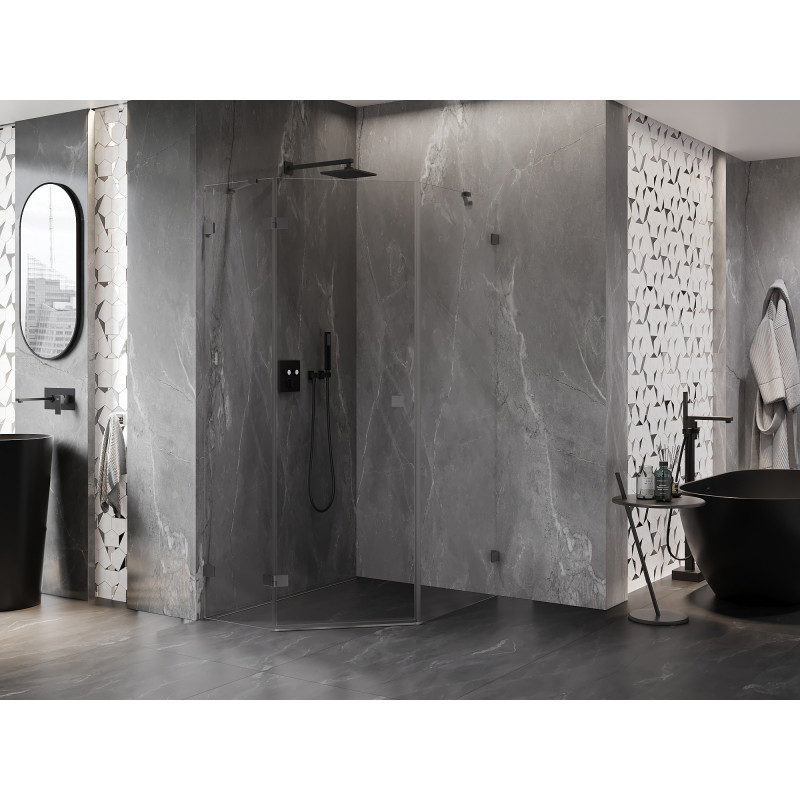 Mexen Lunar rohová sprchová kabína s pántovými dverami ľavá 80 x 90 cm, transparentná, gun metal - 831-080L-090P-95-00-L