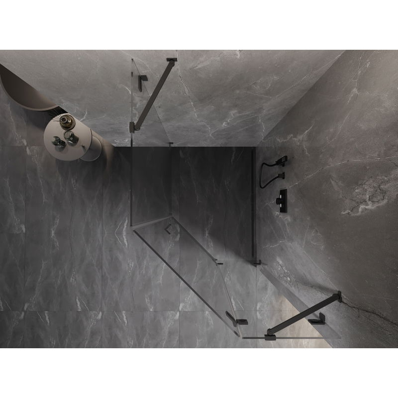 Mexen Lunar päťuholníková sprchová kabína, výklopná pravá 80 x 100 cm, priehľadná, gun metal - 831-080P-100L-95-00-P