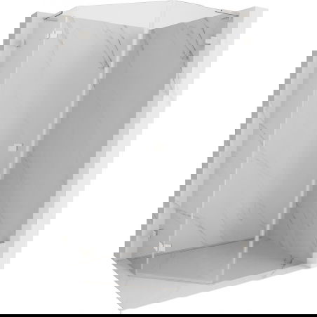 Mexen Lunar L päťuholníková sprchová kabína ľavá 80 x 90 cm, transparentná, brúsený nikel - 831L-080L-090P-97-00-L