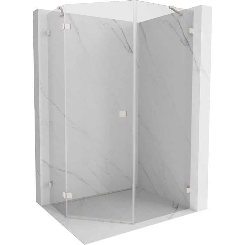 Mexen Lunar päťuholníková sprchová kabína s otváraním doľava 80 x 90 cm, priehľadná, brúsený nikel - 831-080L-090P-97-00-L