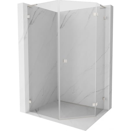 Mexen Lunar L päťuholníková sprchová kabína otváracia pravá 80 x 90 cm, transparentná, brúsený nikel - 831L-080P-090L-97-00-P
