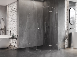 Mexen Lunar pravouhlý sprchovací kút otočný pravý 80 x 90 cm, transparentný, kartáčovaný nikel - 831-080P-090L-97-00-P