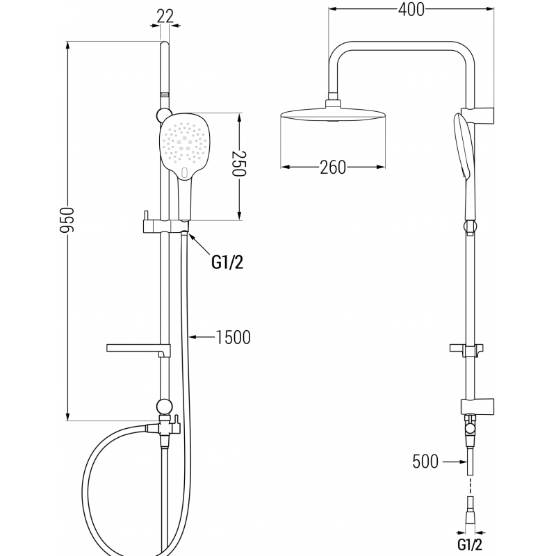 Mexen X22 sprchová zostava, čierna - 798222291-70