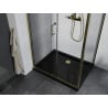 Mexen Apia sliding shower cabin 140 x 80 cm, transparent, gold + Flat tray, black - 840-140-080-50-00-4070G